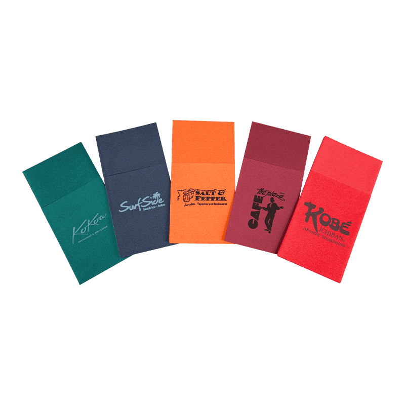 40x40 Özelleştirilmiş Logo Öncesi Peçete Renkli Havayolu Peçeteleri Çatal Bıçak Sj2202